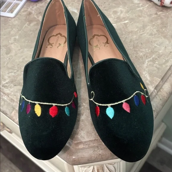 C.Wonder Merry velvet, green smoking flats size 8.5 - Picture 2 of 4